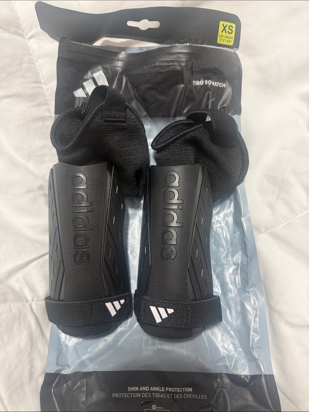 adidas Black Tiro Soccer Shin Guards with Ankle Sock - XS